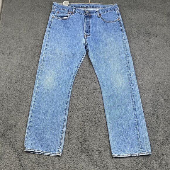 Levis Jeans Men's 36x29 Blue 501 Denim Relaxed Straight Leg 100 Cotton Work - Picture 1 of 13